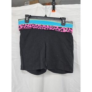 Victoria's Secret PINK Yoga Shorts Black Leopard Print Foldover Waist‎ M